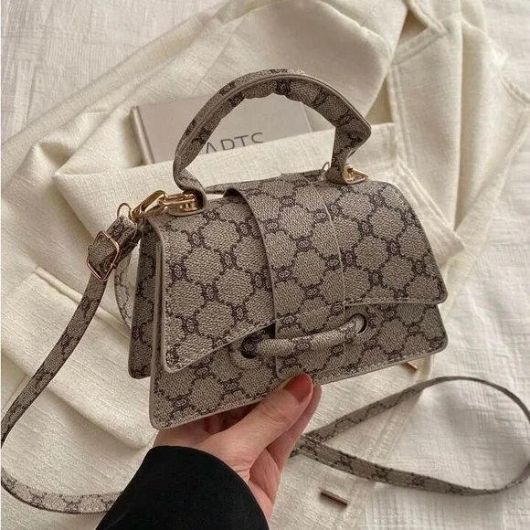 Designer Logo gg Beige brown Patterned mini handbag looks like gucci BRAND NEW - Picture 10 of 13
